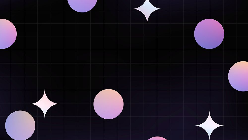 Geometric desktop wallpaper, holographic shapes cute stars psd
