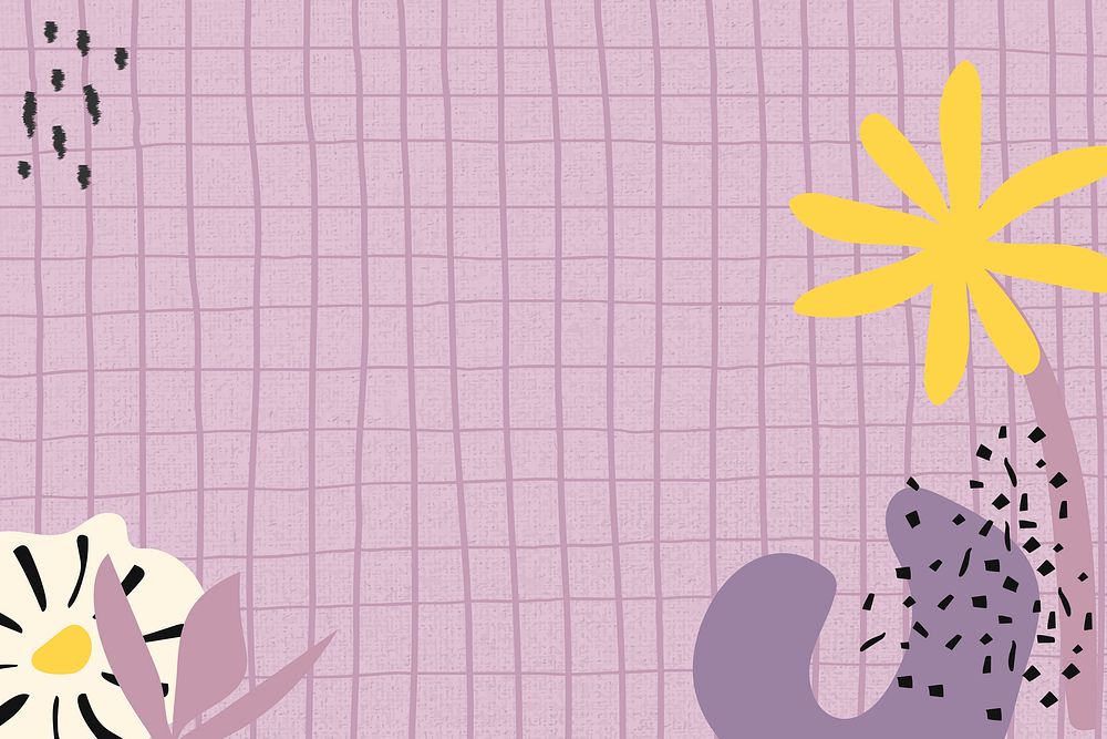 Purple flower background grid pattern design space psd