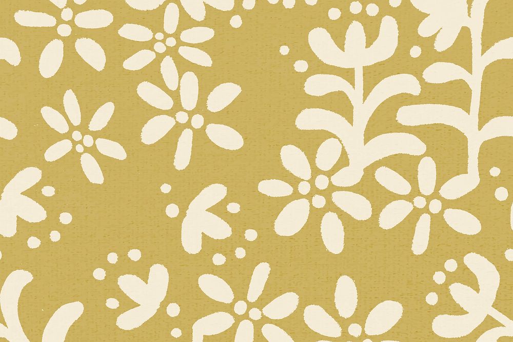 Floral pattern, fabric vintage background in yellow