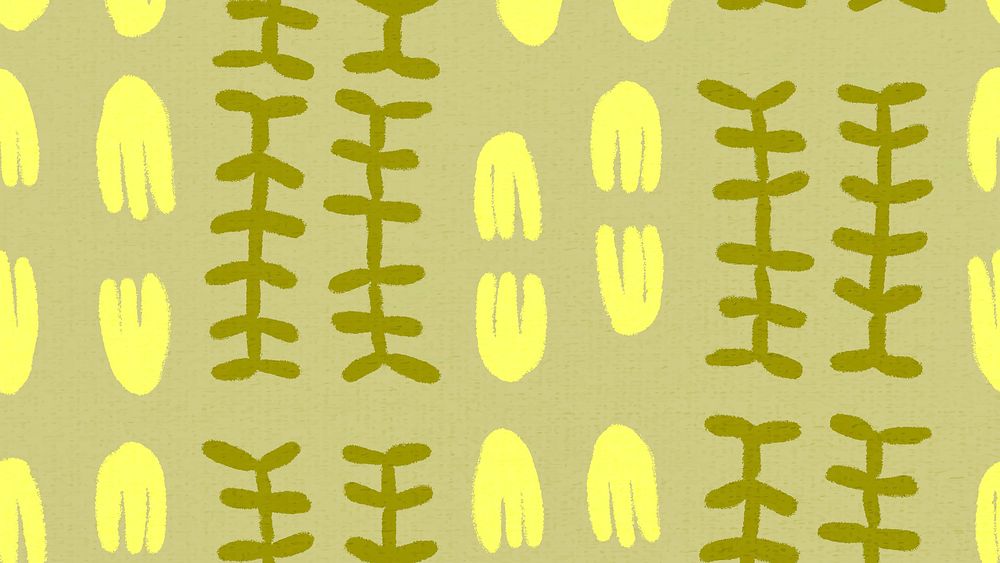 Floral pattern desktop wallpaper, block print background vector in yellow