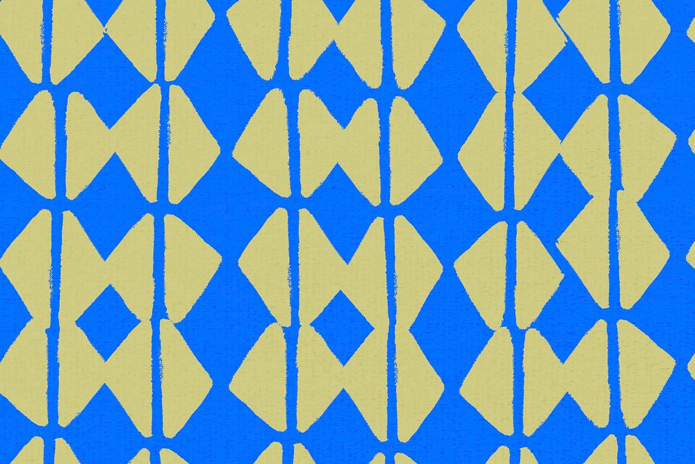 Geometric pattern, textile vintage background vector in blue