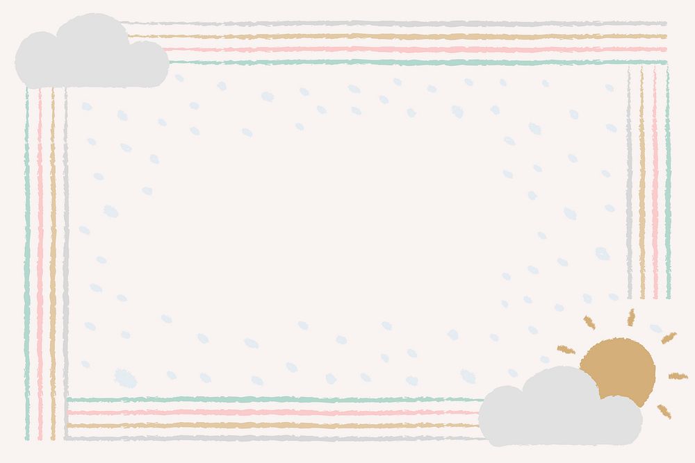 Rain doodle frame, cute border psd