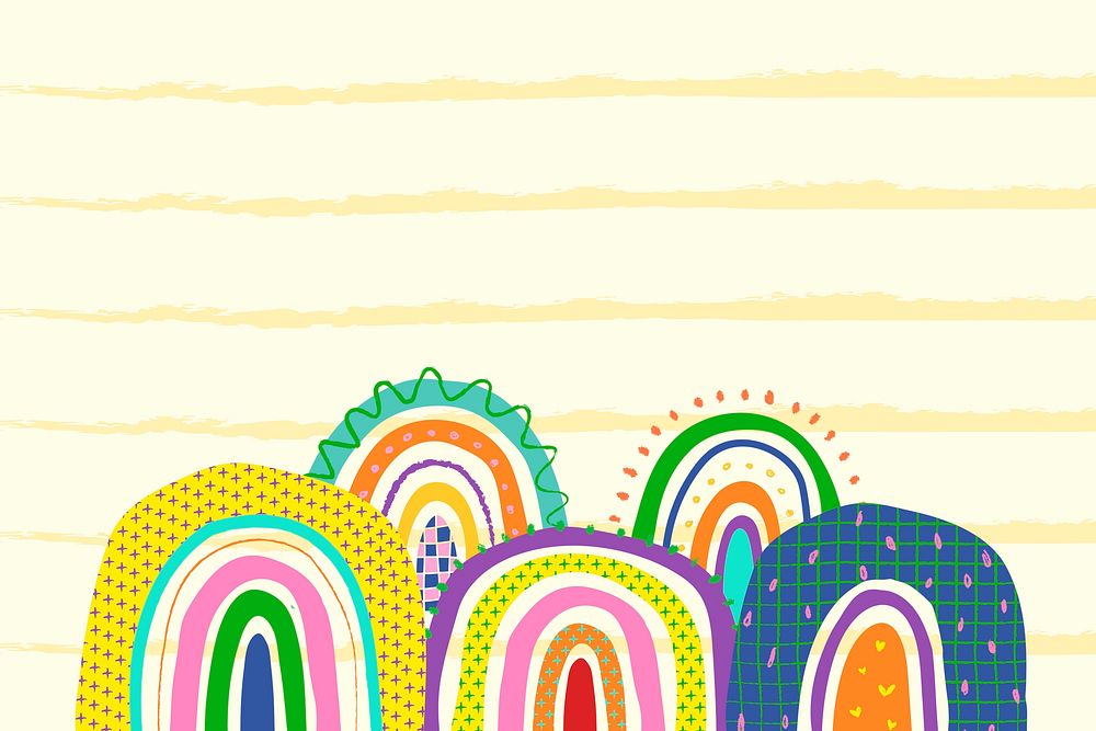 Funky rainbow background in doodle style psd