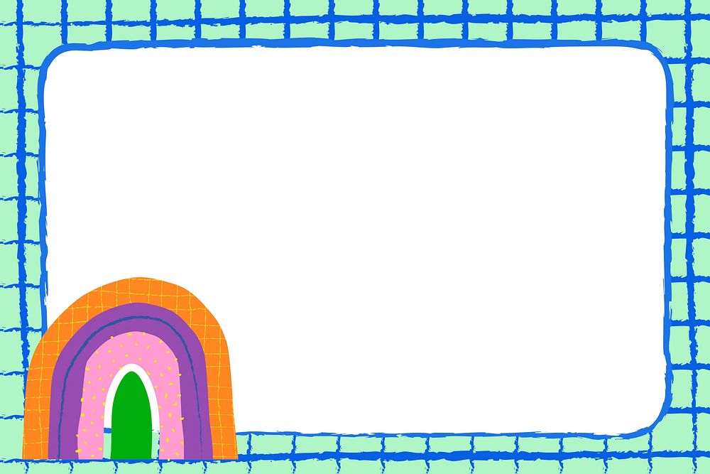 Rainbow frame, funky doodle border design psd