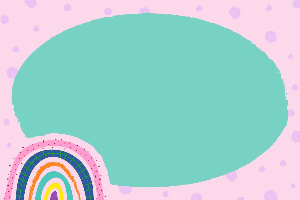 Funky rainbow frame, pink doodle border design psd