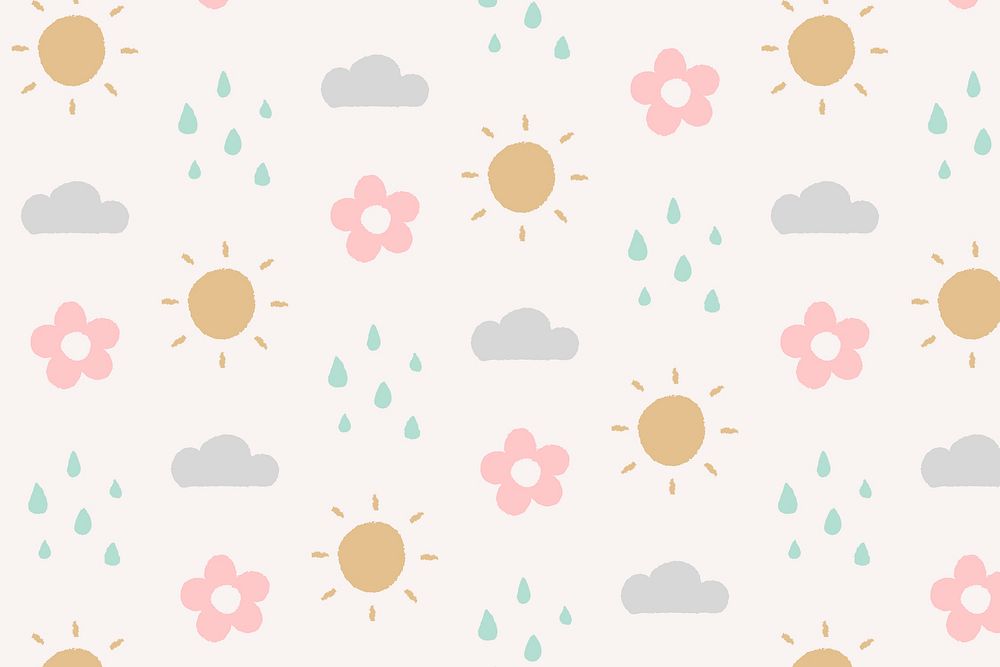 Cute doodle pattern rain background vector