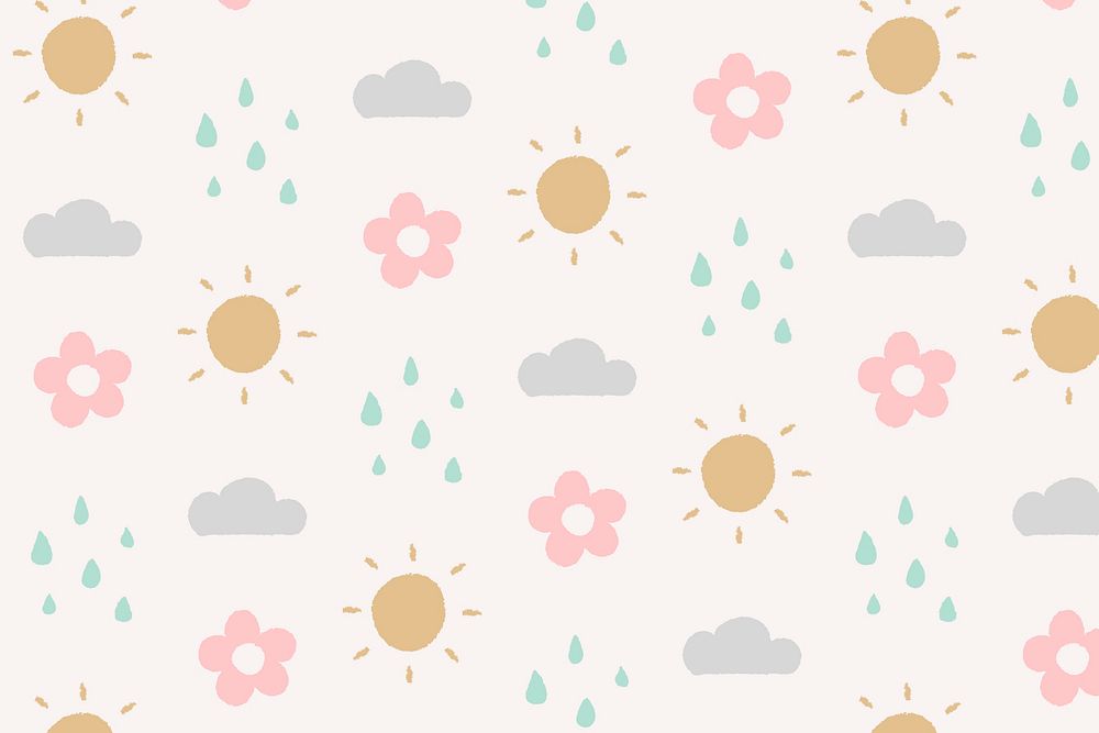 Rain pattern background, cute doodle psd