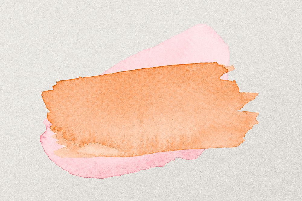 Paint brush sticker, orange watercolor with blank design space psd