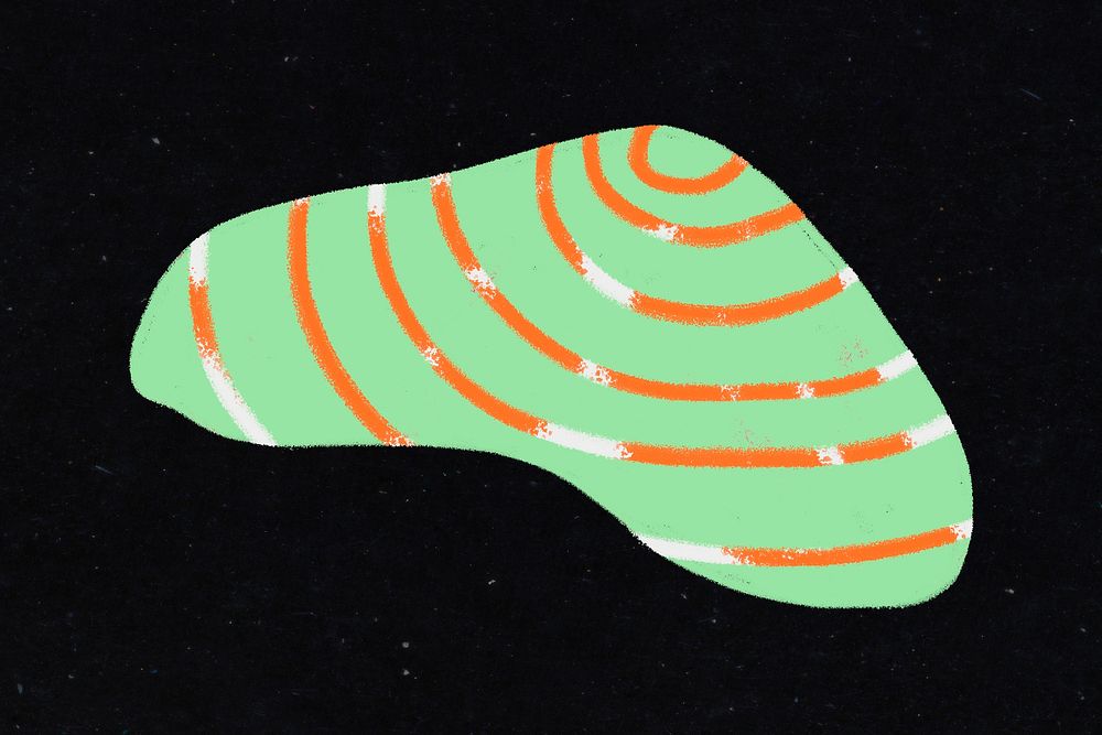 Swirl abstract shape sticker, green hypnotic line pattern psd