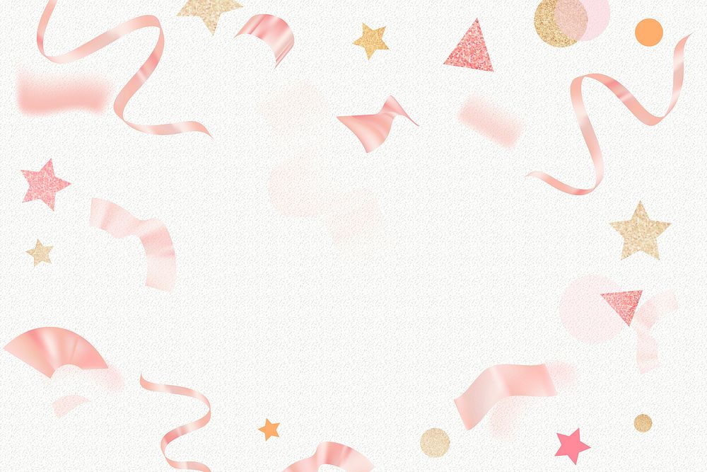 New year celebration background, pink glitter ribbon frame design vector