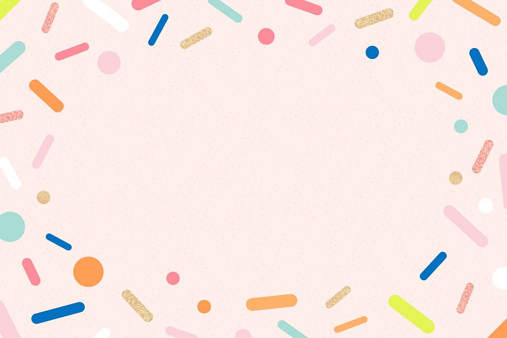 Pink sprinkles frame background, cute pastel ice-cream design vector