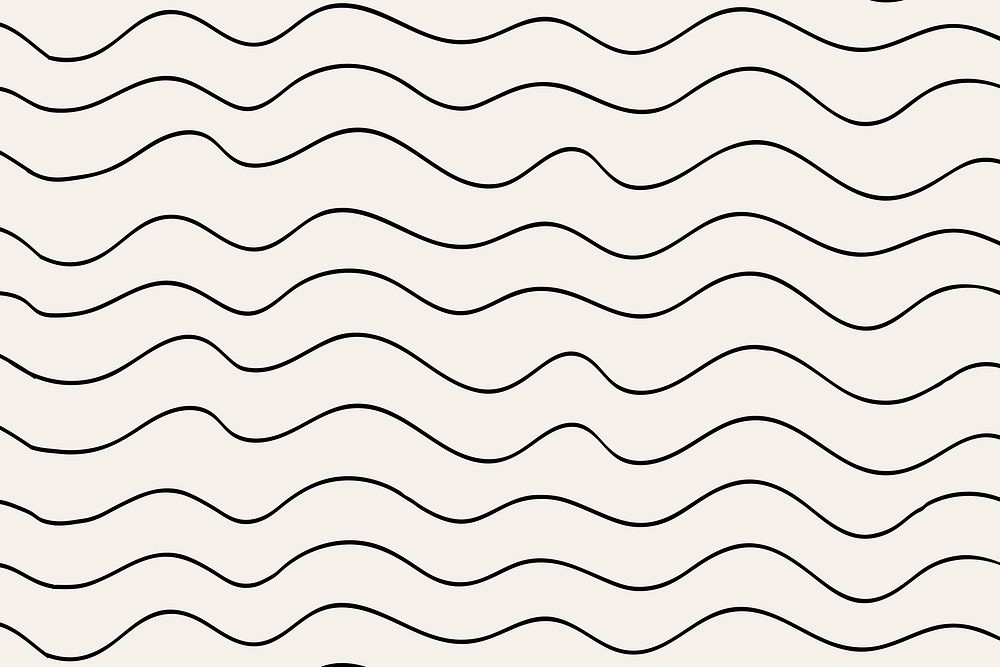 Wavy pattern background black doodle vector, simple design