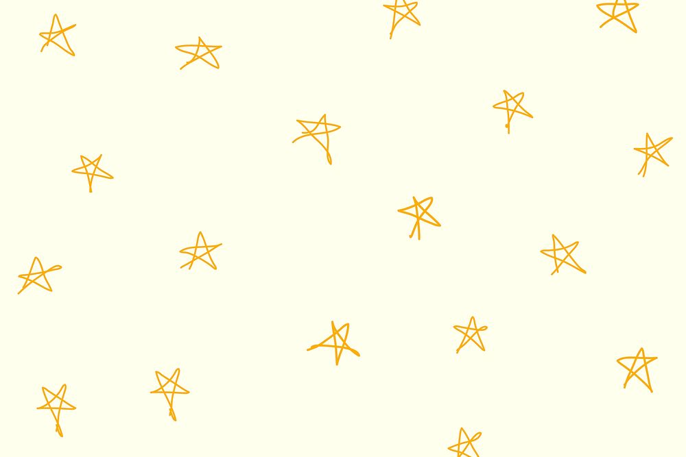 Doodle background, yellow star pattern design vector