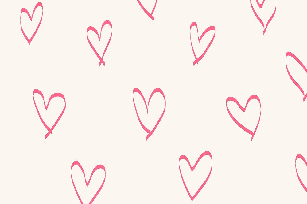 Doodle background, pink heart pattern design vector