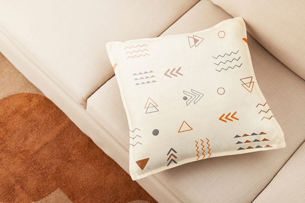 Tribal cushion cover, on beige sofa, home decor