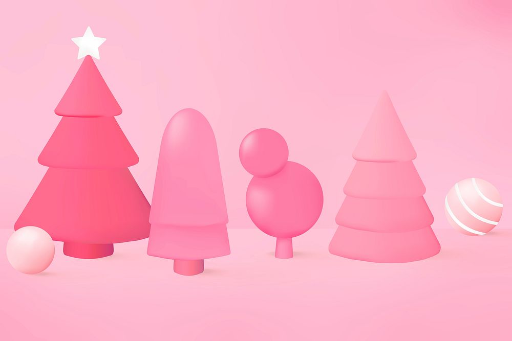 Xmas background, pink festive 3D design, season&rsquo;s greetings