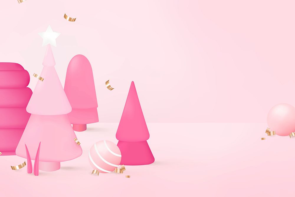 3D Christmas background, festive and pink design psd