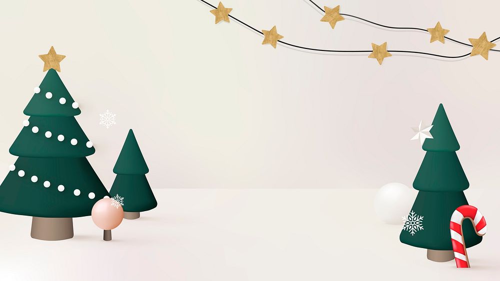Festive Xmas HD wallpaper, Christmas tree and candy cane background vector