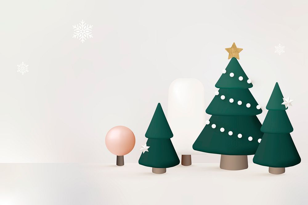 Cute 3D Christmas background, festive design vector