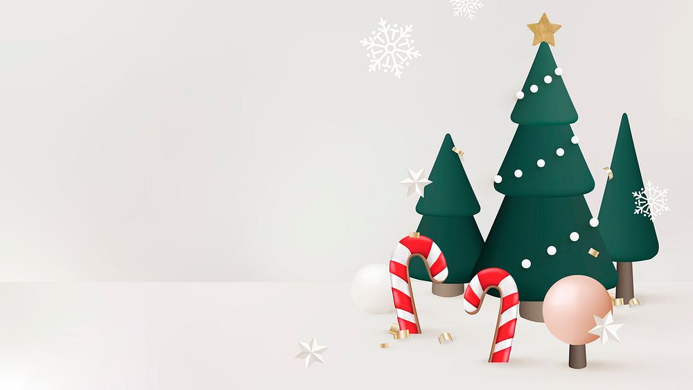 Festive Xmas HD wallpaper, Christmas tree and candy cane background vector