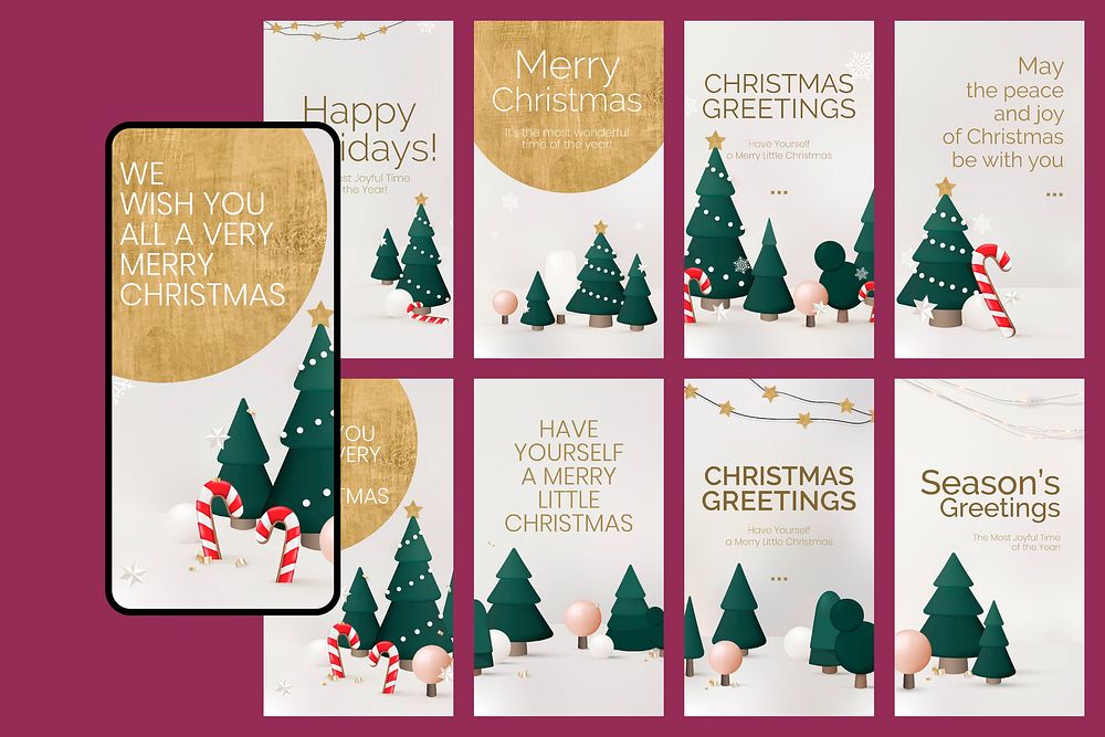 Christmas greetings story template set vector
