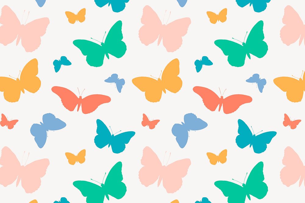 Cute butterfly background pattern, colorful design