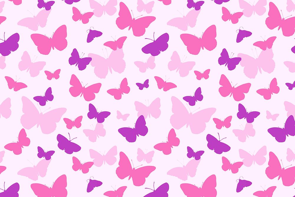 Pink butterfly pattern background, feminine design vector