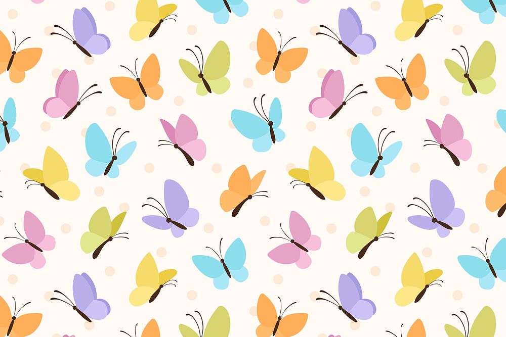 Colorful butterfly cute background pattern vector