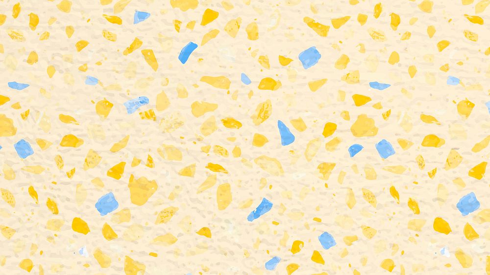 Aesthetic Terrazzo desktop wallpaper, abstract yellow pattern vector