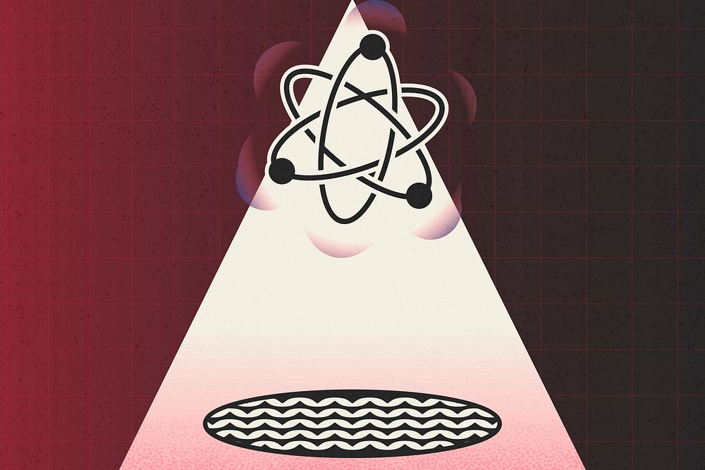 Science red background, surrealistic art psd