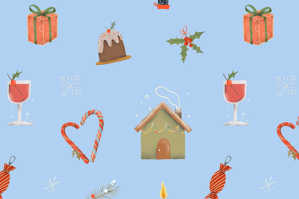 Christmas seamless pattern, cute holidays season background vector