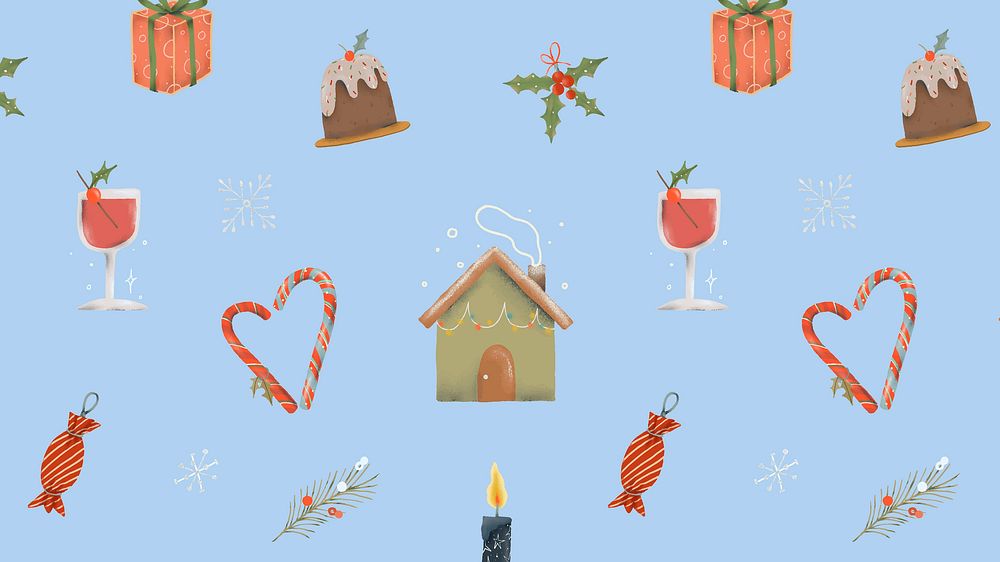 Christmas desktop wallpaper, seamless pattern, cute holidays season background vector