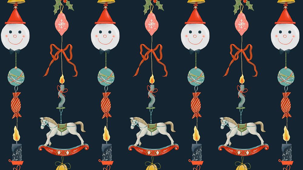 Christmas desktop wallpaper, cute winter holidays pattern illustration