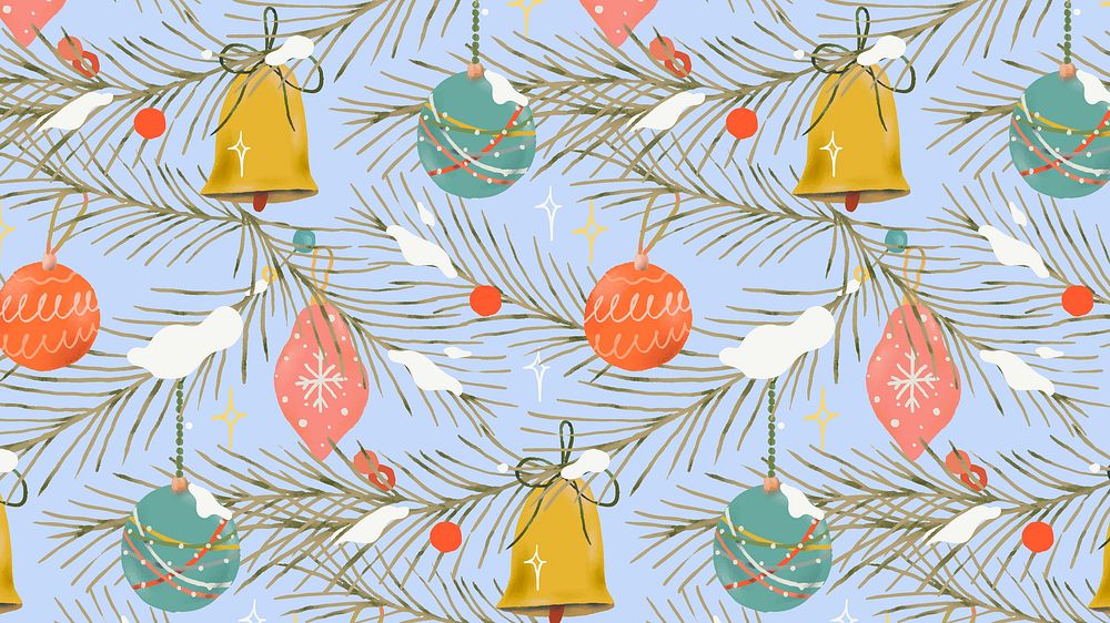 Christmas baubles computer wallpaper, winter holidays illustration