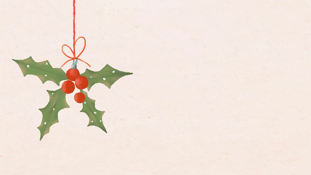 Holly desktop wallpaper, Christmas holidays | Premium Vector - rawpixel