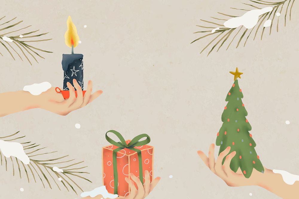 Christmas tree background psd, cute winter holidays pattern illustration