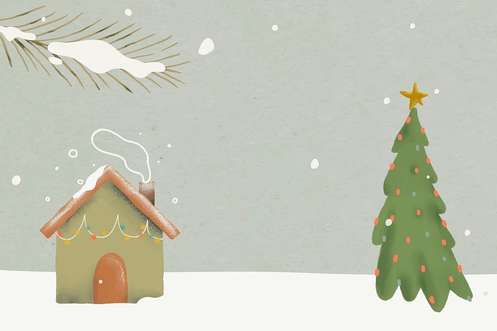 Christmas background, winter holidays season, cute illustration