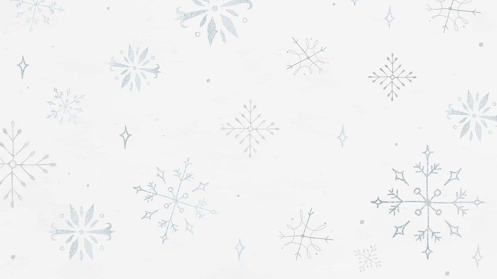 White computer wallpaper, winter snowflake frame illustration