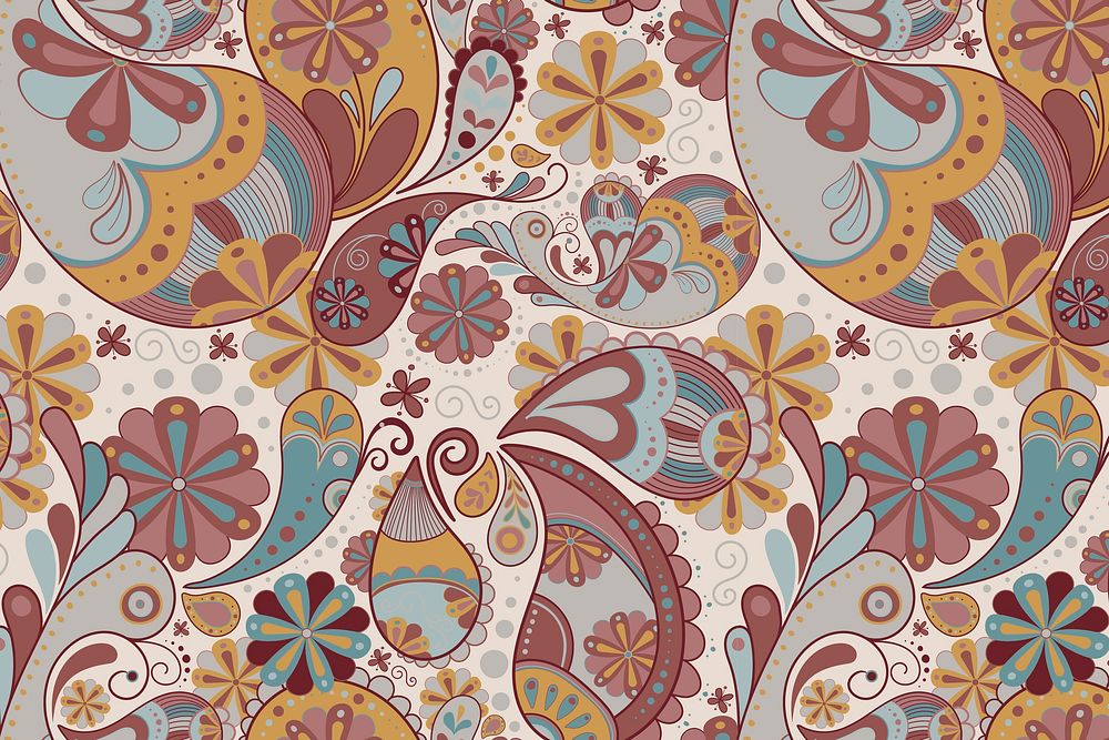 Aesthetic paisley background, henna pattern in earth tone vector