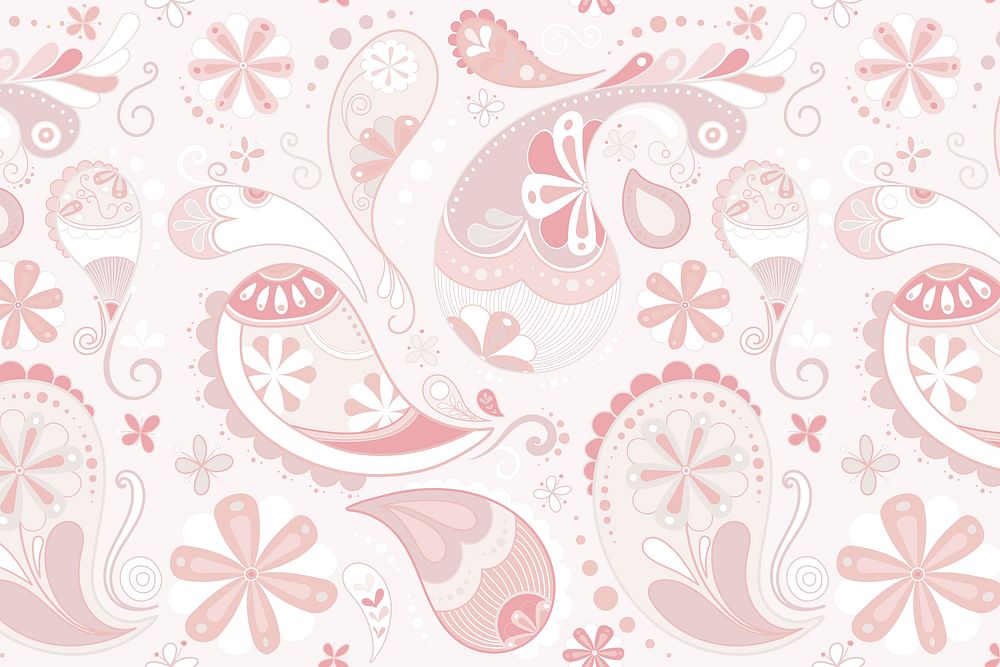 Feminine pattern background, pink cute doodle illustration vector