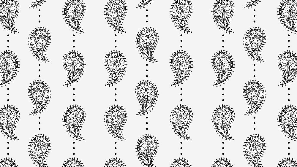 Abstract paisley HD wallpaper, Indian mandala pattern in white vector