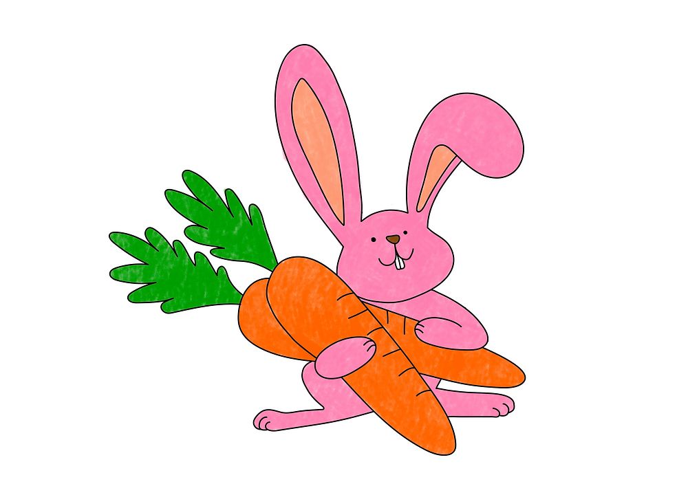 Easter bunny design element psd, editable coloring page for kids