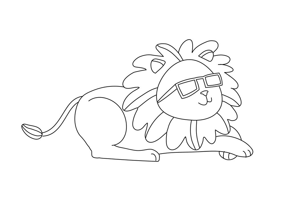 Lion kids coloring page psd, blank printable design for children to fill in
