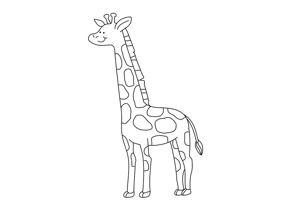 Giraffe kids coloring page psd, blank printable design for children to fill in