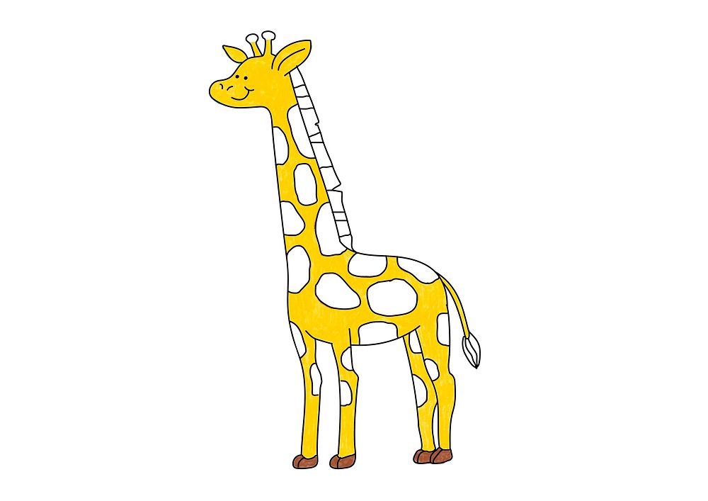 Cute giraffe design element psd, editable coloring page for kids