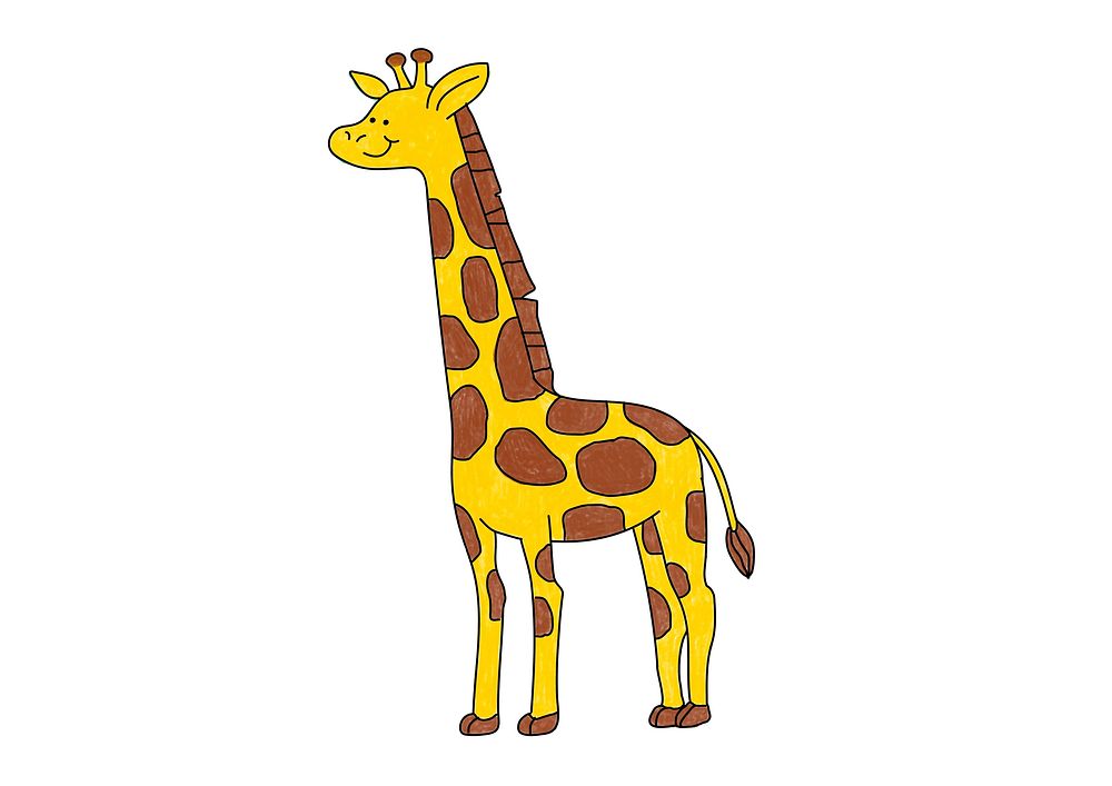 Cute giraffe design element psd, editable coloring page for kids