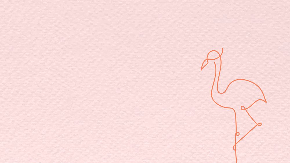 Pink flamingo HD wallpaper, line art animal design psd