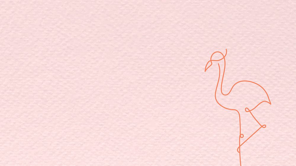 Pink flamingo HD wallpaper, line art animal design vector