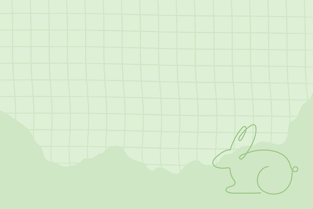 Easter background, green line art bunny design vector