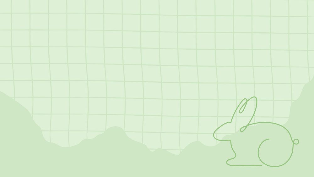 Green computer wallpaper, minimal rabbit background psd